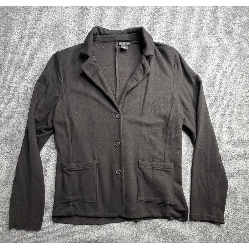 Tahari Women's Button Front‎ Sweater Jacket Black Size XL